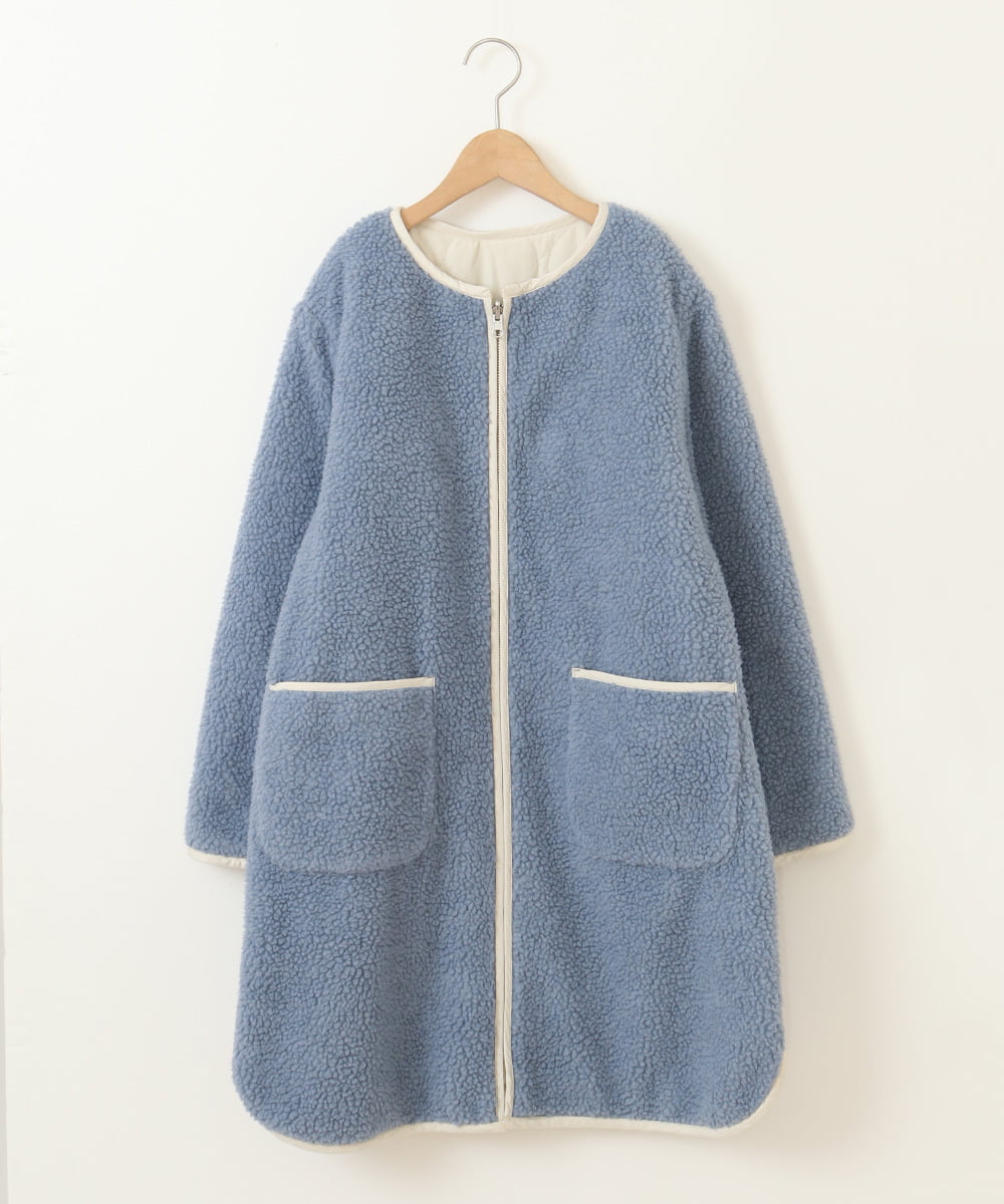 KJUAT06079 a.v.v KIDS(アー・ヴェ・ヴェ) [140-150]【2way】タフタ＆ボアリバーシブルバイカラーコート ブルー