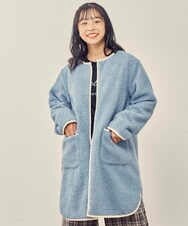 KJUAT06079 a.v.v KIDS(アー・ヴェ・ヴェ) [140-150]【2way】タフタ＆ボアリバーシブルバイカラーコート ブルー