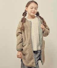 KJUAT06079 a.v.v KIDS(アー・ヴェ・ヴェ) [140-150]【2way】タフタ＆ボアリバーシブルバイカラーコート ブルー
