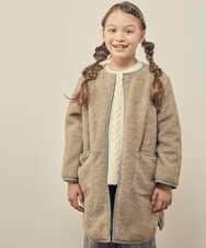 KJUAT06079 a.v.v KIDS(アー・ヴェ・ヴェ) [140-150]【2way】タフタ＆ボアリバーシブルバイカラーコート ベージュ