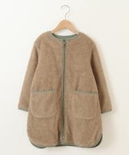 KJUAT06079 a.v.v KIDS(アー・ヴェ・ヴェ) [140-150]【2way】タフタ＆ボアリバーシブルバイカラーコート ベージュ