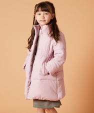 KJUAV01069 a.v.v KIDS(アー・ヴェ・ヴェ) [100-130]【2WAY】フィット＆フレア中綿ロングコート ピンク