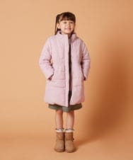 KJUAV01069 a.v.v KIDS(アー・ヴェ・ヴェ) [100-130]【2WAY】フィット＆フレア中綿ロングコート ピンク