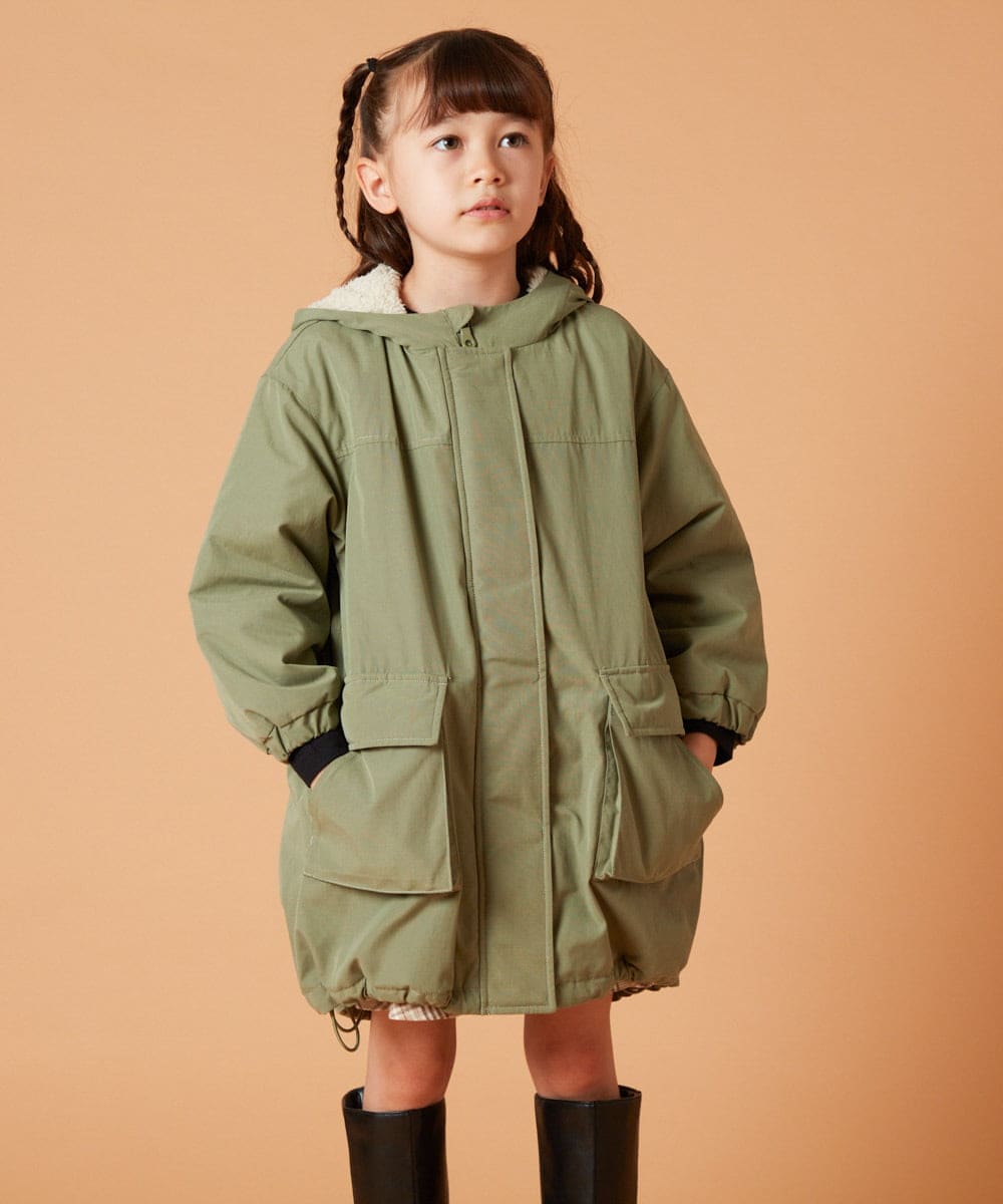 KJUAV05069 a.v.v KIDS(アー・ヴェ・ヴェ) [100-130]裏ボアモッズコート カーキ