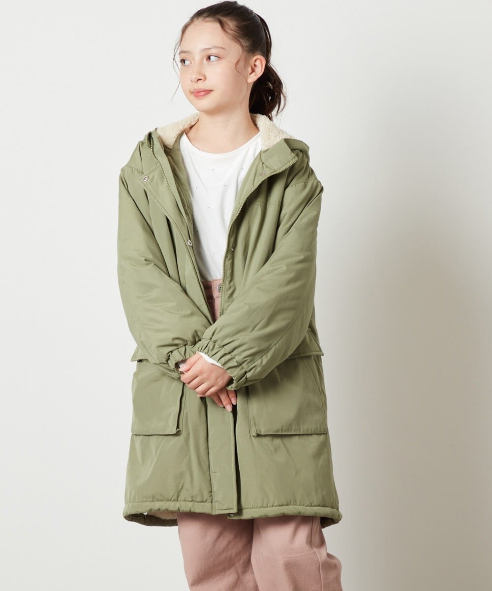KJUAV05069 a.v.v KIDS(アー・ヴェ・ヴェ) [100-130]裏ボアモッズコート カーキ