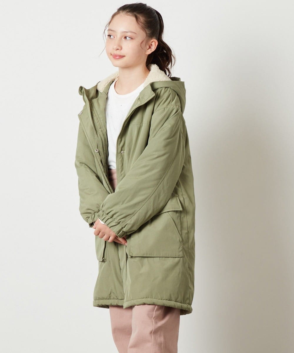KJUAV05069 a.v.v KIDS(アー・ヴェ・ヴェ) [100-130]裏ボアモッズコート カーキ