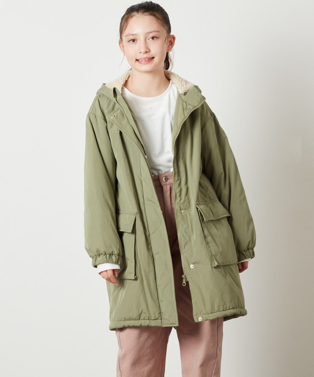 KJUAV05069 a.v.v KIDS(アー・ヴェ・ヴェ) [100-130]裏ボアモッズコート カーキ