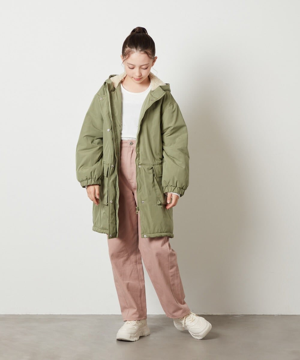 KJUAV05069 a.v.v KIDS(アー・ヴェ・ヴェ) [100-130]裏ボアモッズコート カーキ