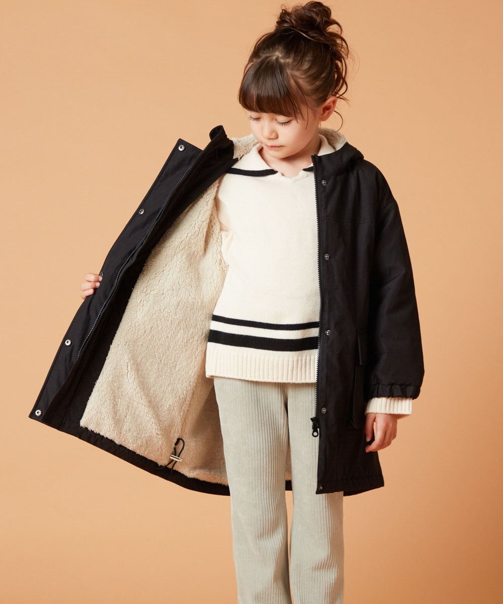 KJUAV05069 a.v.v KIDS(アー・ヴェ・ヴェ) [100-130]裏ボアモッズコート カーキ