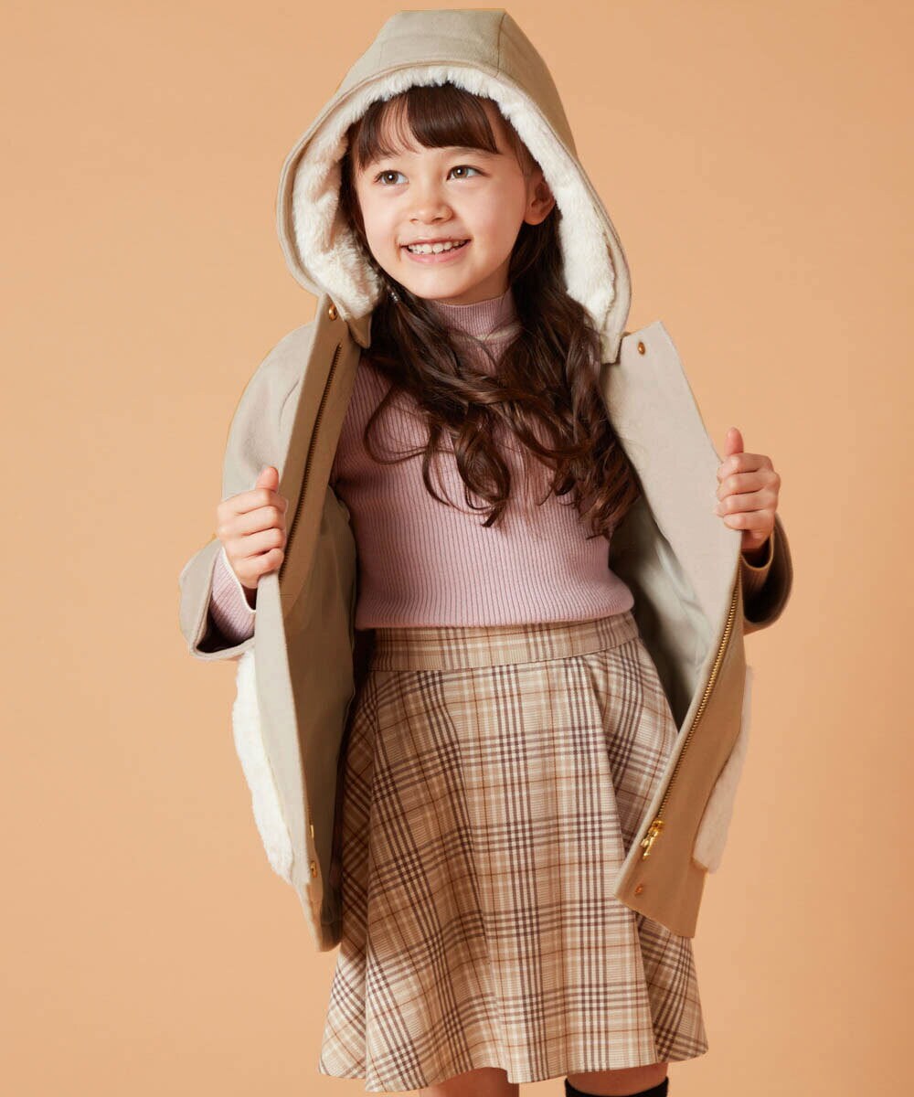 KJUAW04079 a.v.v KIDS(アー・ヴェ・ヴェ) [140-150]【2WAY】ファーポケットAラインコート ベージュ