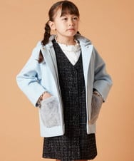 KJUAW04079 a.v.v KIDS(アー・ヴェ・ヴェ) [140-150]【2WAY】ファーポケットAラインコート ベージュ