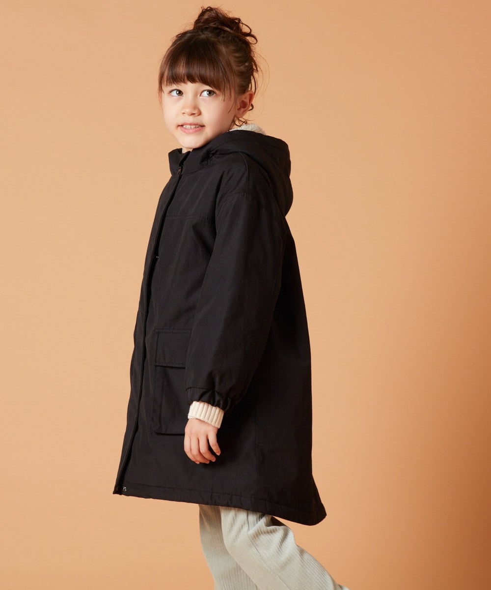 KJUAW05079 a.v.v KIDS(アー・ヴェ・ヴェ) [140-150]裏ボアモッズコート ブラック