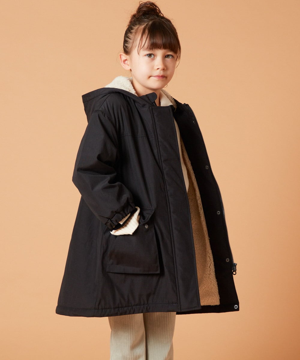 KJUAW05079 a.v.v KIDS(アー・ヴェ・ヴェ) [140-150]裏ボアモッズコート ブラック