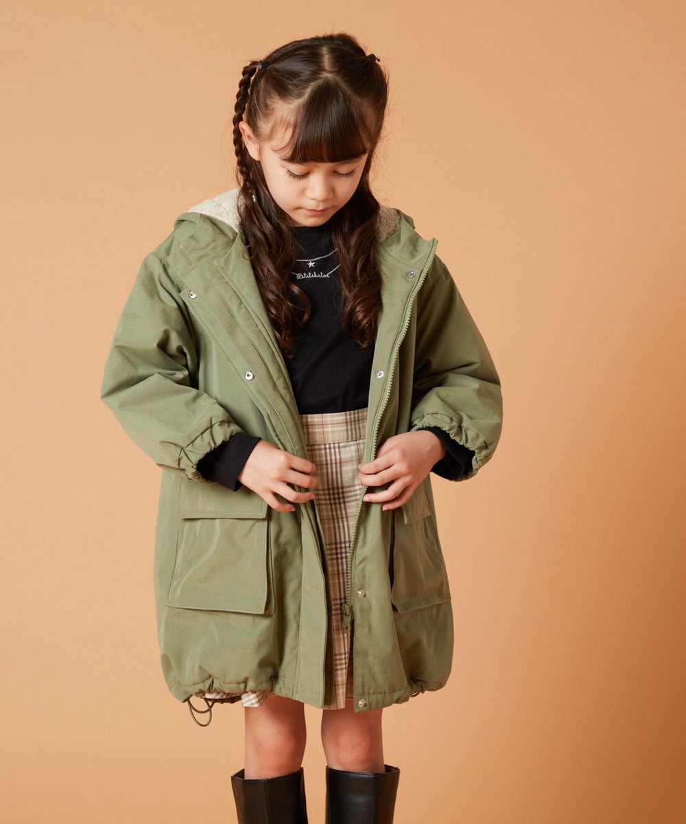 KJUAW05079 a.v.v KIDS(アー・ヴェ・ヴェ) [140-150]裏ボアモッズコート ブラック