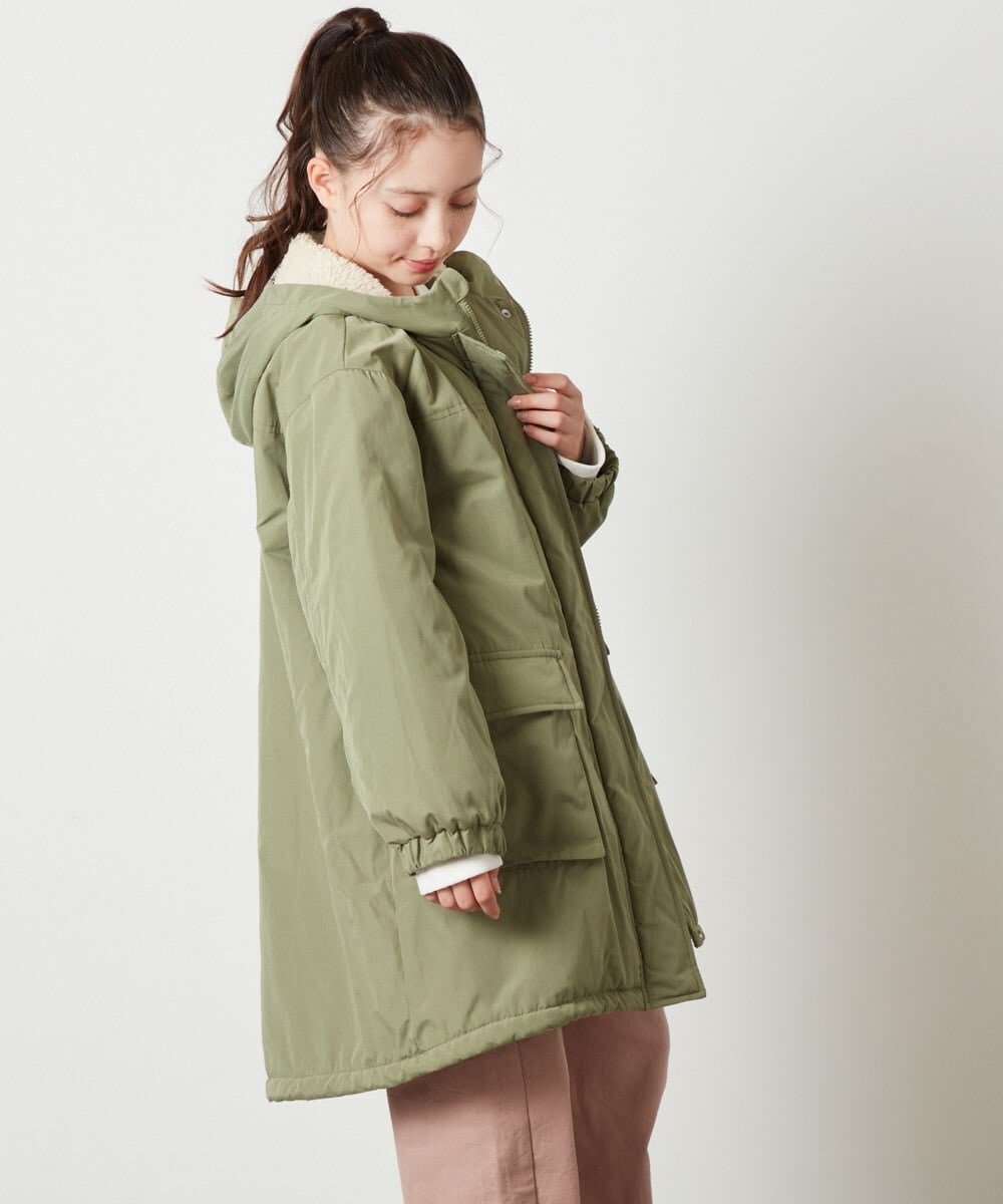 KJUAW05079 a.v.v KIDS(アー・ヴェ・ヴェ) [140-150]裏ボアモッズコート ブラック