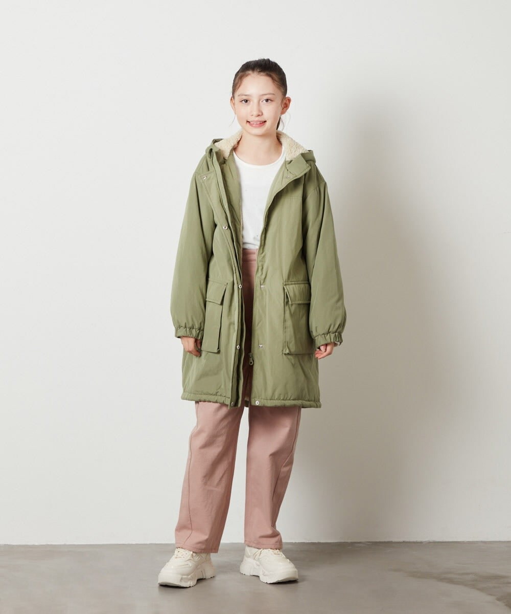 KJUAW05079 a.v.v KIDS(アー・ヴェ・ヴェ) [140-150]裏ボアモッズコート ブラック