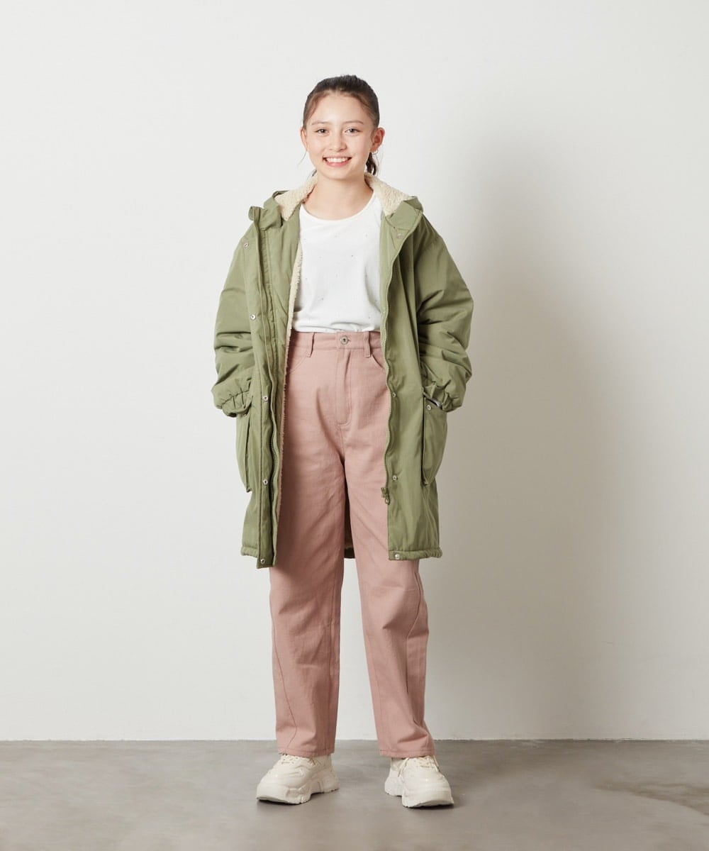 KJUAW05079 a.v.v KIDS(アー・ヴェ・ヴェ) [140-150]裏ボアモッズコート ブラック
