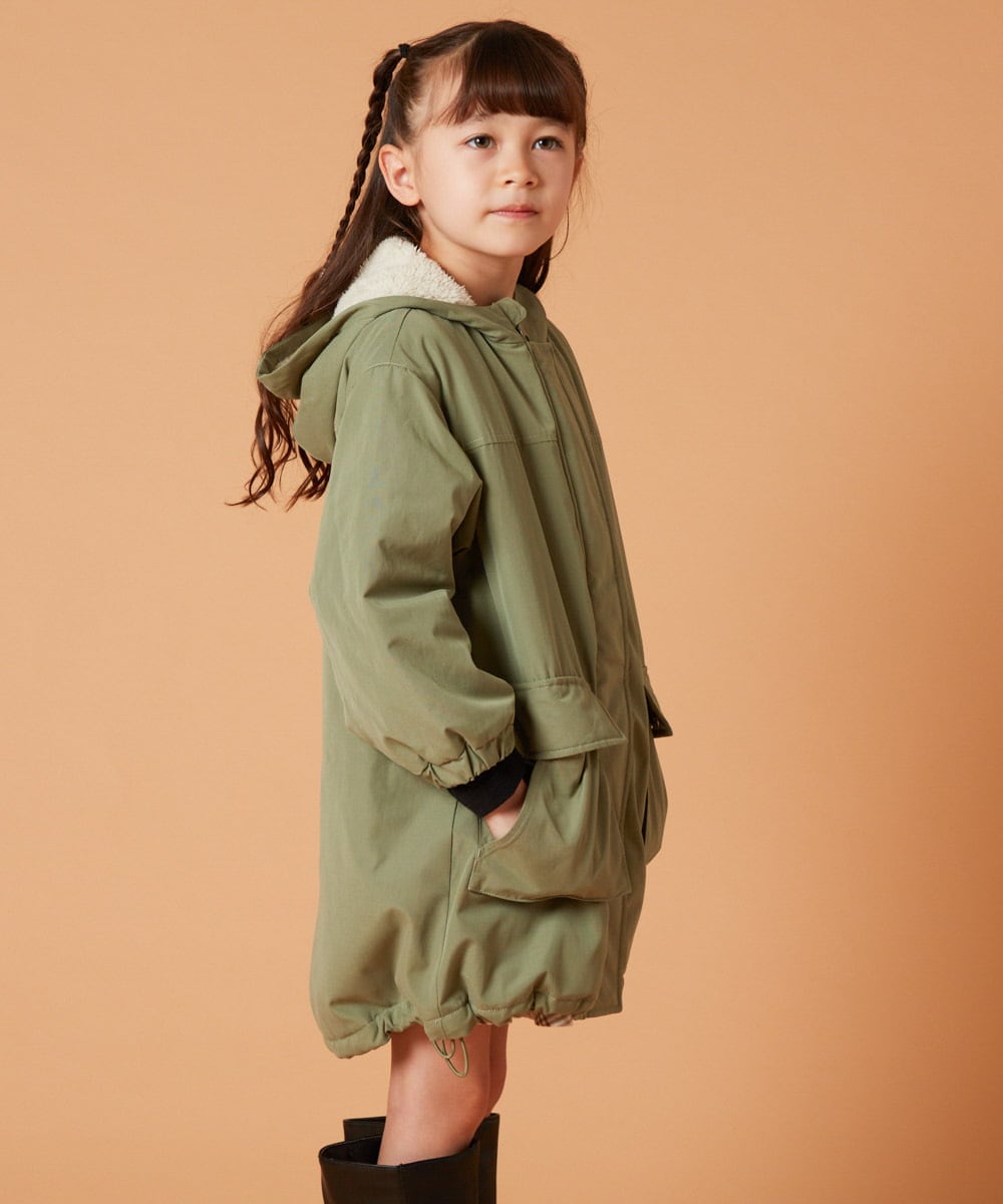 KJUAW05079 a.v.v KIDS(アー・ヴェ・ヴェ) [140-150]裏ボアモッズコート ブラック