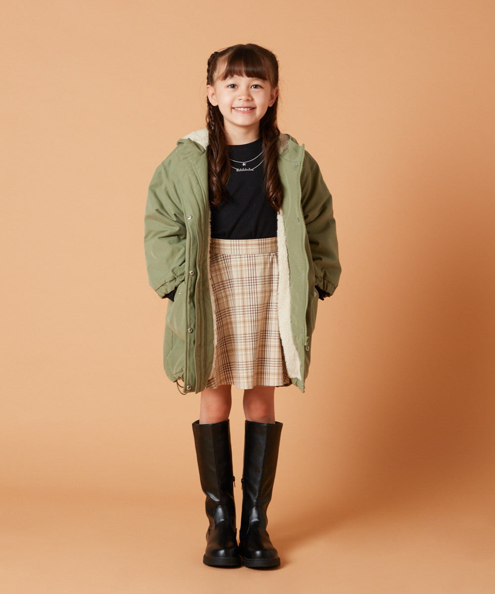 KJUAW05079 a.v.v KIDS(アー・ヴェ・ヴェ) [140-150]裏ボアモッズコート ブラック