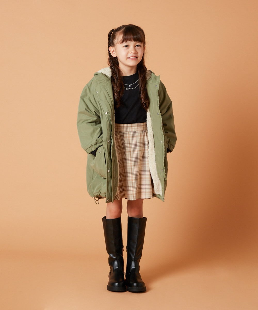KJUAW05079 a.v.v KIDS(アー・ヴェ・ヴェ) [140-150]裏ボアモッズコート ブラック