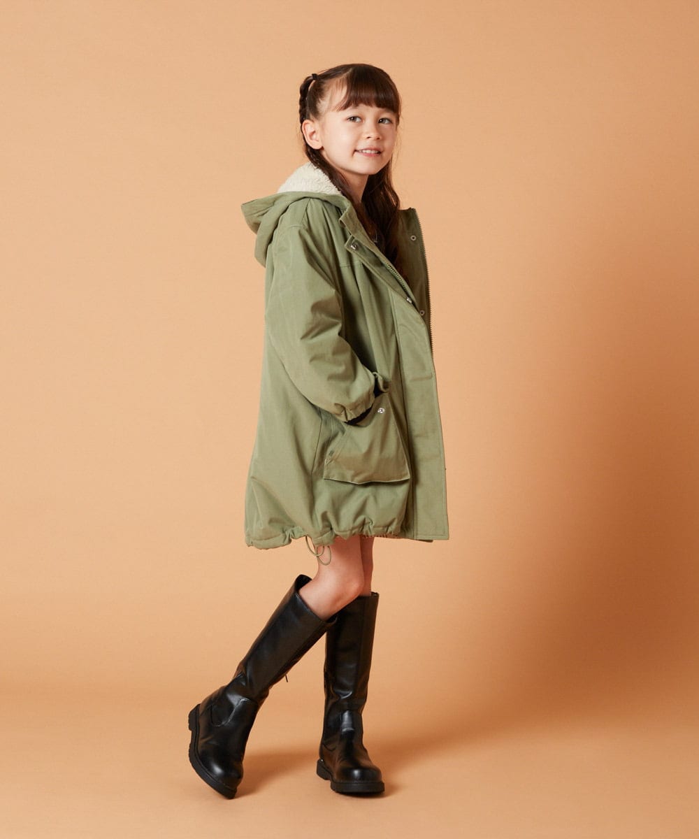 KJUAW05079 a.v.v KIDS(アー・ヴェ・ヴェ) [140-150]裏ボアモッズコート ブラック
