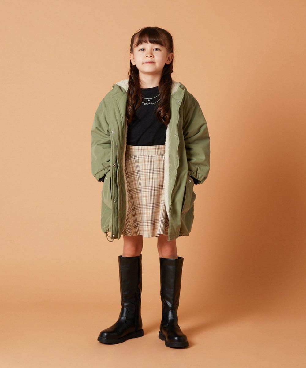 KJUAW05079 a.v.v KIDS(アー・ヴェ・ヴェ) [140-150]裏ボアモッズコート ブラック