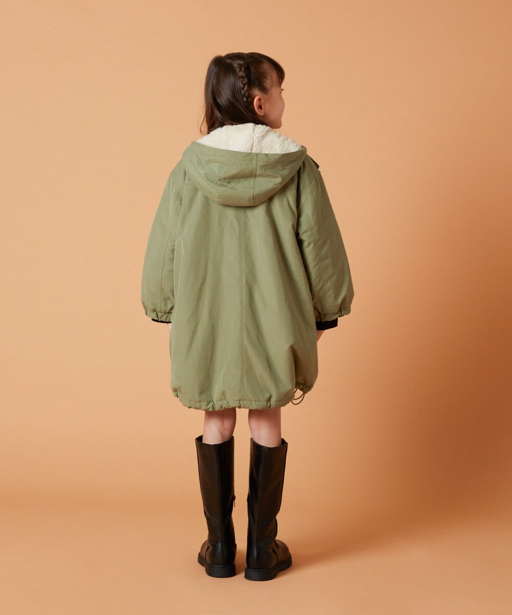 KJUAW05079 a.v.v KIDS(アー・ヴェ・ヴェ) [140-150]裏ボアモッズコート ブラック