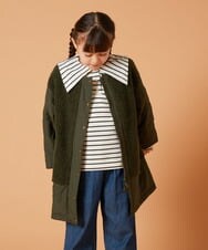 KJUAW06079 a.v.v KIDS(アー・ヴェ・ヴェ) [140-150]ボア切り替えキルティングコート カーキ