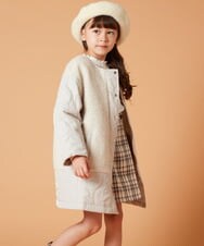 KJUAW06079 a.v.v KIDS(アー・ヴェ・ヴェ) [140-150]ボア切り替えキルティングコート アイボリー