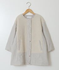 KJUAW06079 a.v.v KIDS(アー・ヴェ・ヴェ) [140-150]ボア切り替えキルティングコート アイボリー
