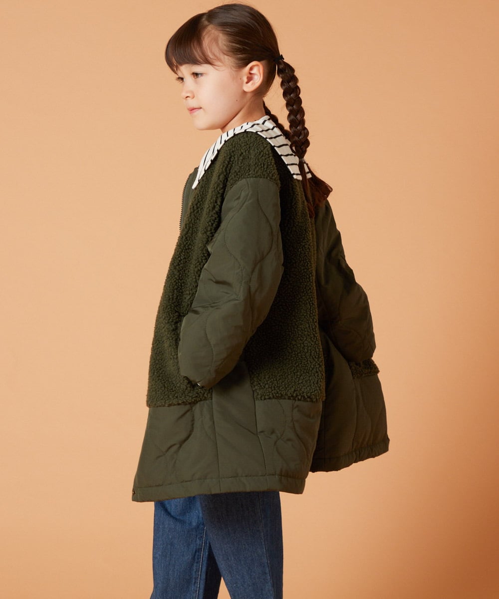 KJUAW06079 a.v.v KIDS(アー・ヴェ・ヴェ) [140-150]ボア切り替えキルティングコート アイボリー
