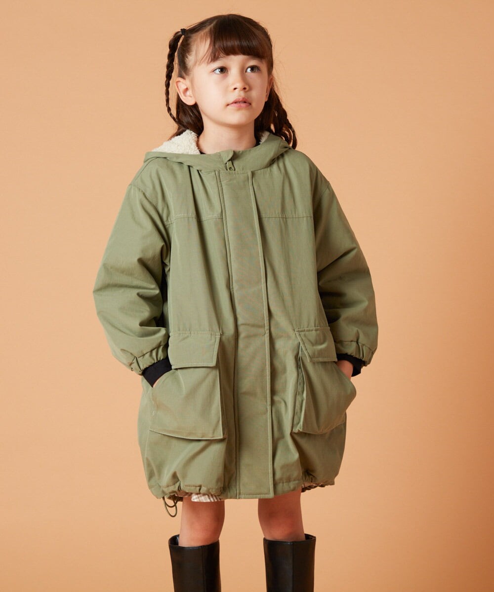 KJUAX05084 a.v.v KIDS(アー・ヴェ・ヴェ) [160]裏ボアモッズコート カーキ