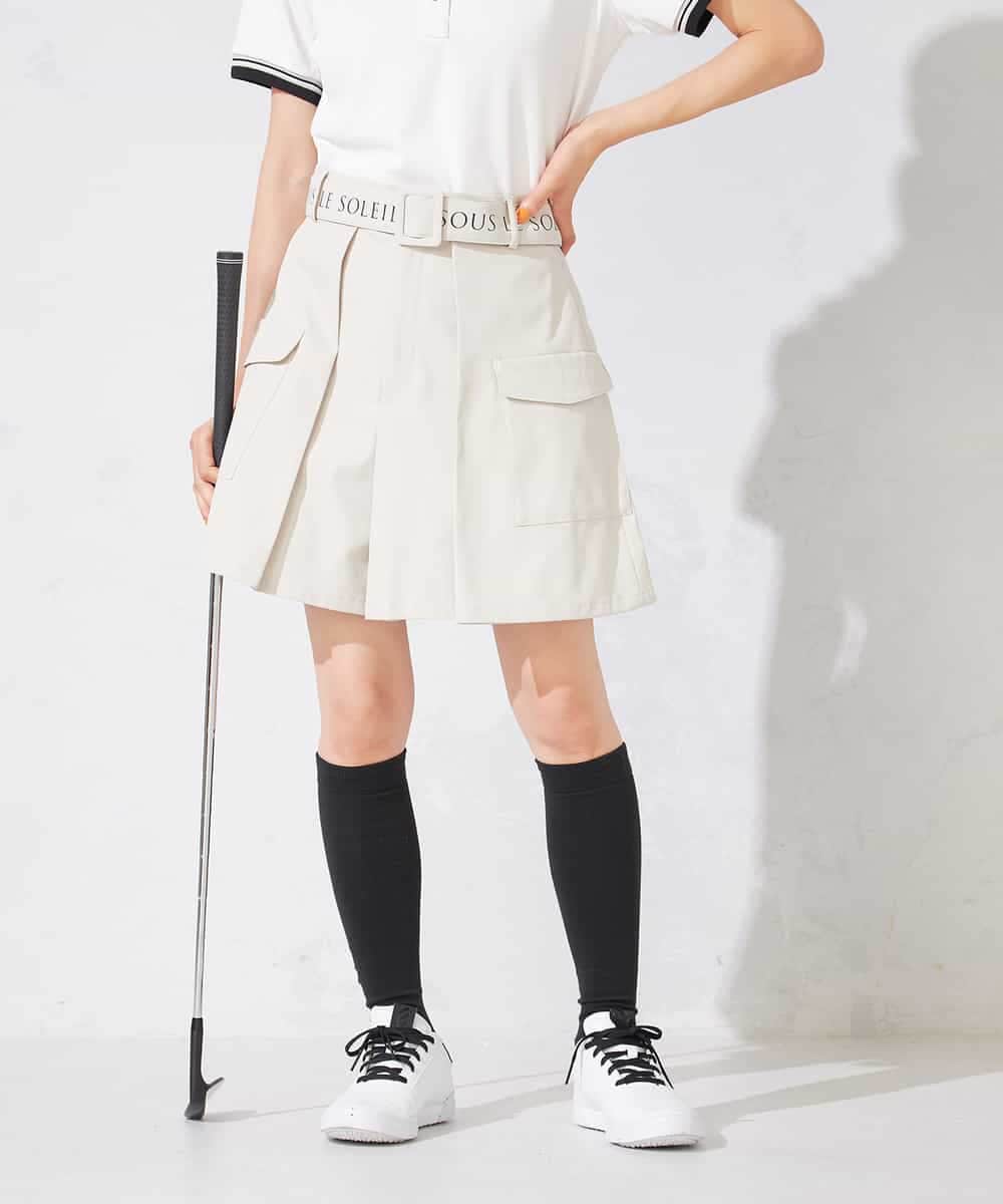 KKLTD11119 a.v.v(アー・ヴェ・ヴェ) レディースゴルフウエア/カーゴキュロットパンツ(ベルト2点SET) グレージュ