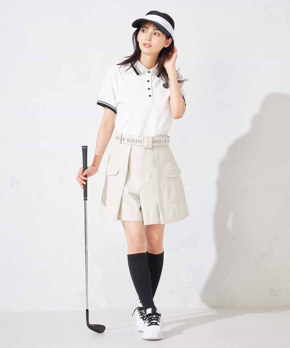 KKLTD11119 a.v.v(アー・ヴェ・ヴェ) レディースゴルフウエア/カーゴキュロットパンツ(ベルト2点SET) グレージュ