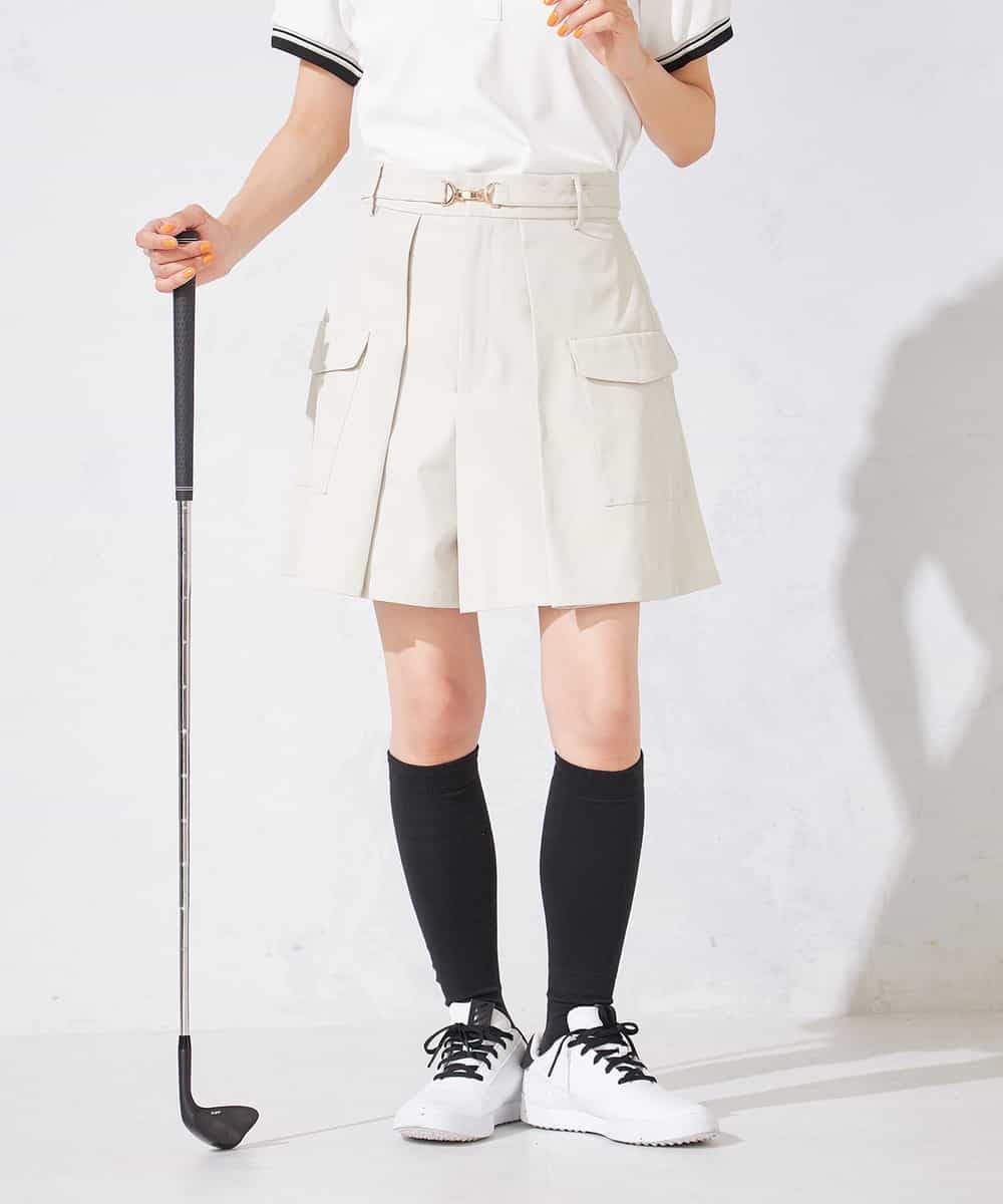 KKLTD11119 a.v.v(アー・ヴェ・ヴェ) レディースゴルフウエア/カーゴキュロットパンツ(ベルト2点SET) グレージュ