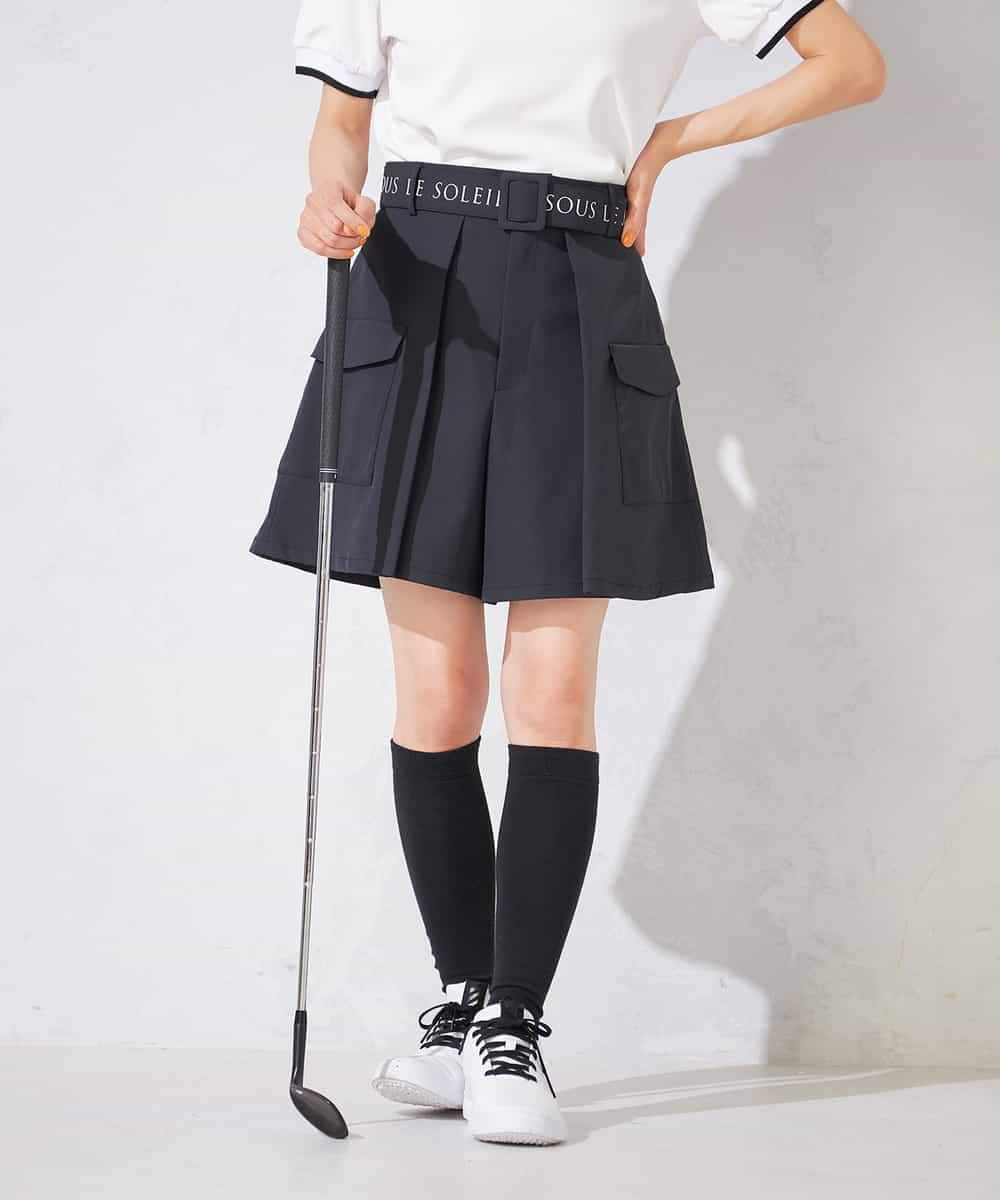KKLTD11119 a.v.v(アー・ヴェ・ヴェ) レディースゴルフウエア/カーゴキュロットパンツ(ベルト2点SET) グレージュ