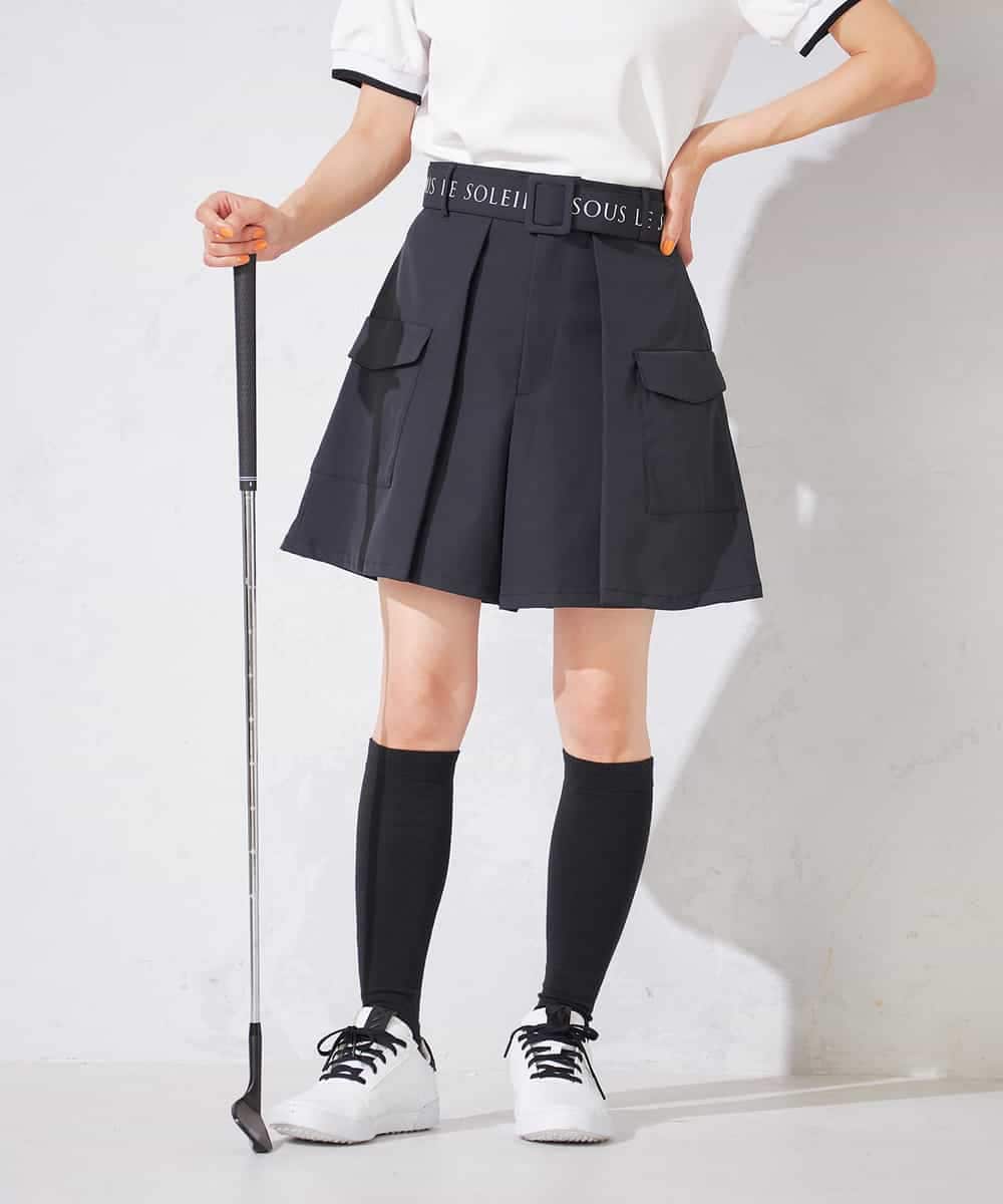 KKLTD11119 a.v.v(アー・ヴェ・ヴェ) レディースゴルフウエア/カーゴキュロットパンツ(ベルト2点SET) グレージュ