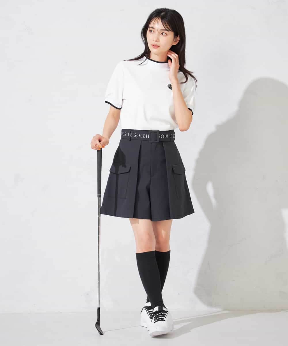 KKLTD11119 a.v.v(アー・ヴェ・ヴェ) レディースゴルフウエア/カーゴキュロットパンツ(ベルト2点SET) グレージュ