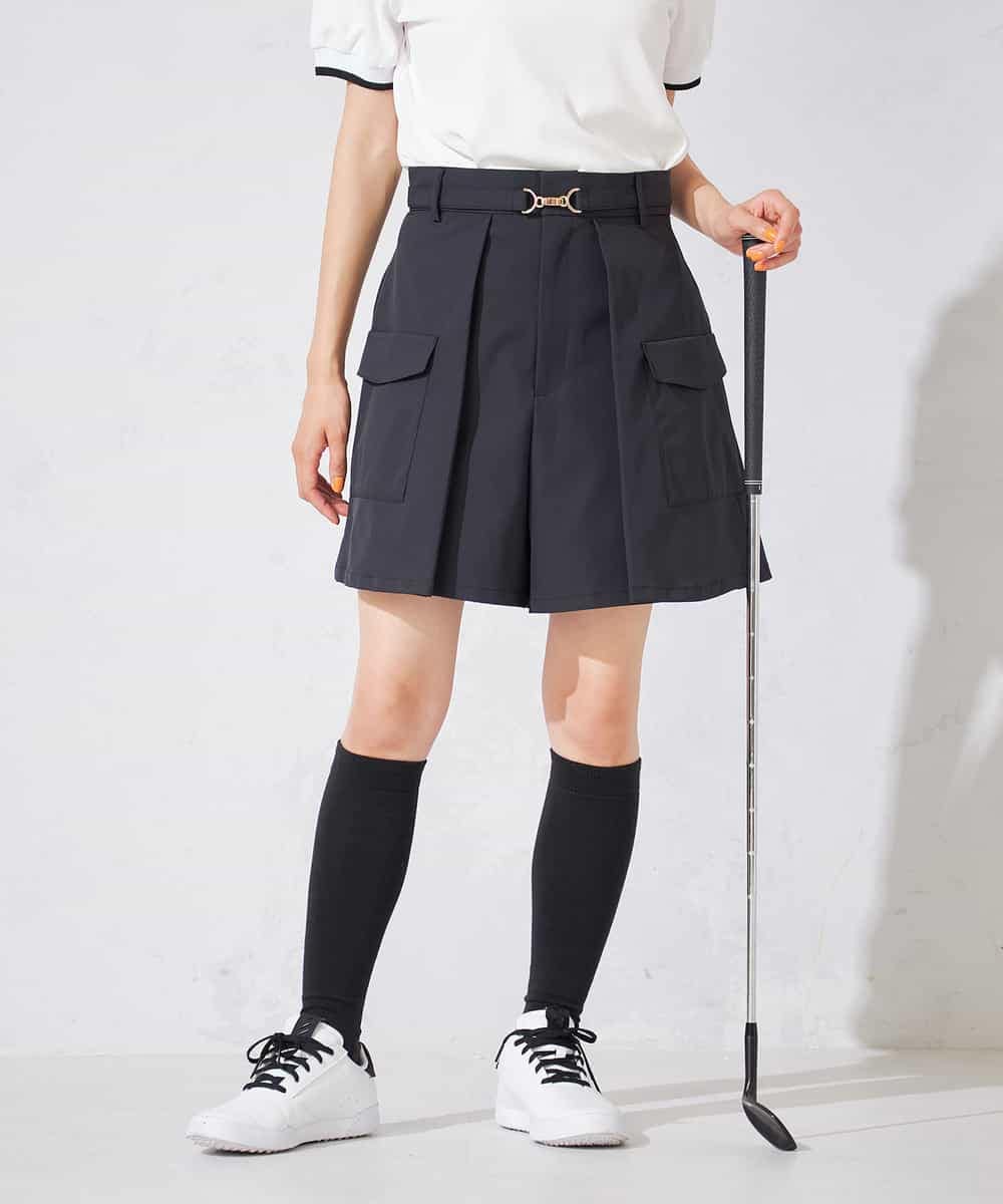 KKLTD11119 a.v.v(アー・ヴェ・ヴェ) レディースゴルフウエア/カーゴキュロットパンツ(ベルト2点SET) グレージュ