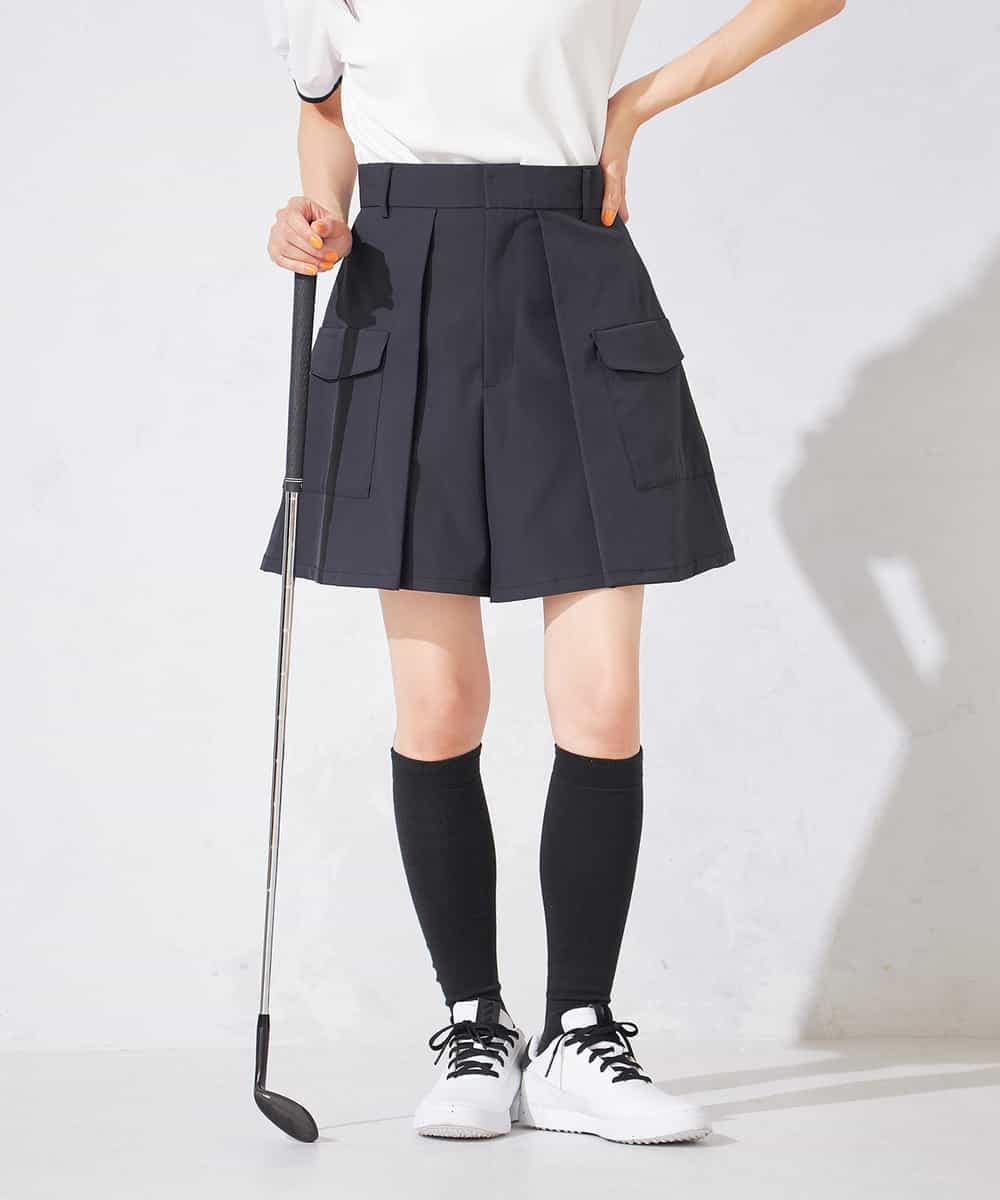 KKLTD11119 a.v.v(アー・ヴェ・ヴェ) レディースゴルフウエア/カーゴキュロットパンツ(ベルト2点SET) グレージュ