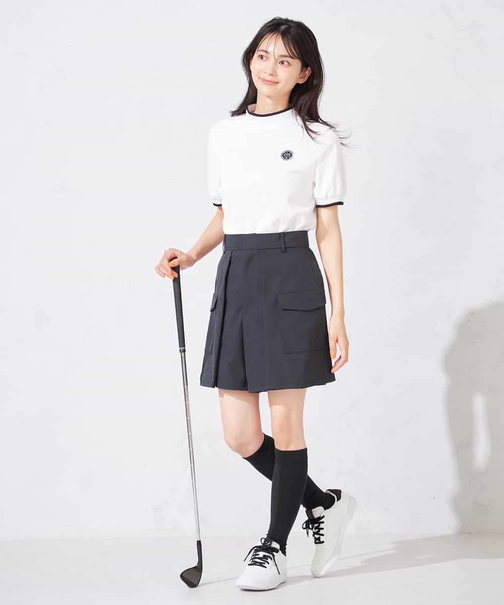 KKLTD11119 a.v.v(アー・ヴェ・ヴェ) レディースゴルフウエア/カーゴキュロットパンツ(ベルト2点SET) グレージュ