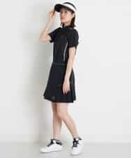 KKLTS13109 a.v.v(アー・ヴェ・ヴェ) レディースゴルフウエア　サイドプリーツキュロット ブラック