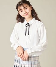 KQBBD01044 a.v.v KIDS(アー・ヴェ・ヴェ) [150-160]【卒服】リボンタイ付きピンタックブラウス ホワイト