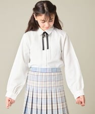 KQBBD01044 a.v.v KIDS(アー・ヴェ・ヴェ) [150-160]【卒服】リボンタイ付きピンタックブラウス ホワイト