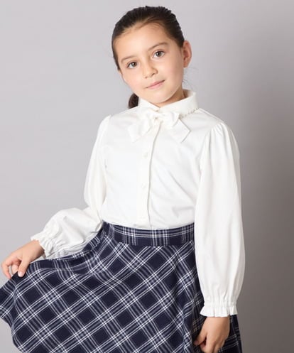 KQBCD01034 a.v.v KIDS [110-130]リボン付きカットソーブラウス