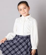 KQBCD01034 a.v.v KIDS(アー・ヴェ・ヴェ) [110-130]リボン付きカットソーブラウス ホワイト