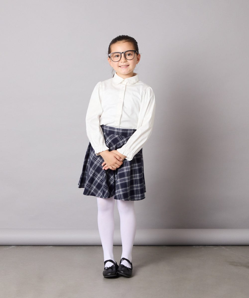 KQBCD01034 a.v.v KIDS(アー・ヴェ・ヴェ) [110-130]リボン付きカットソーブラウス ホワイト