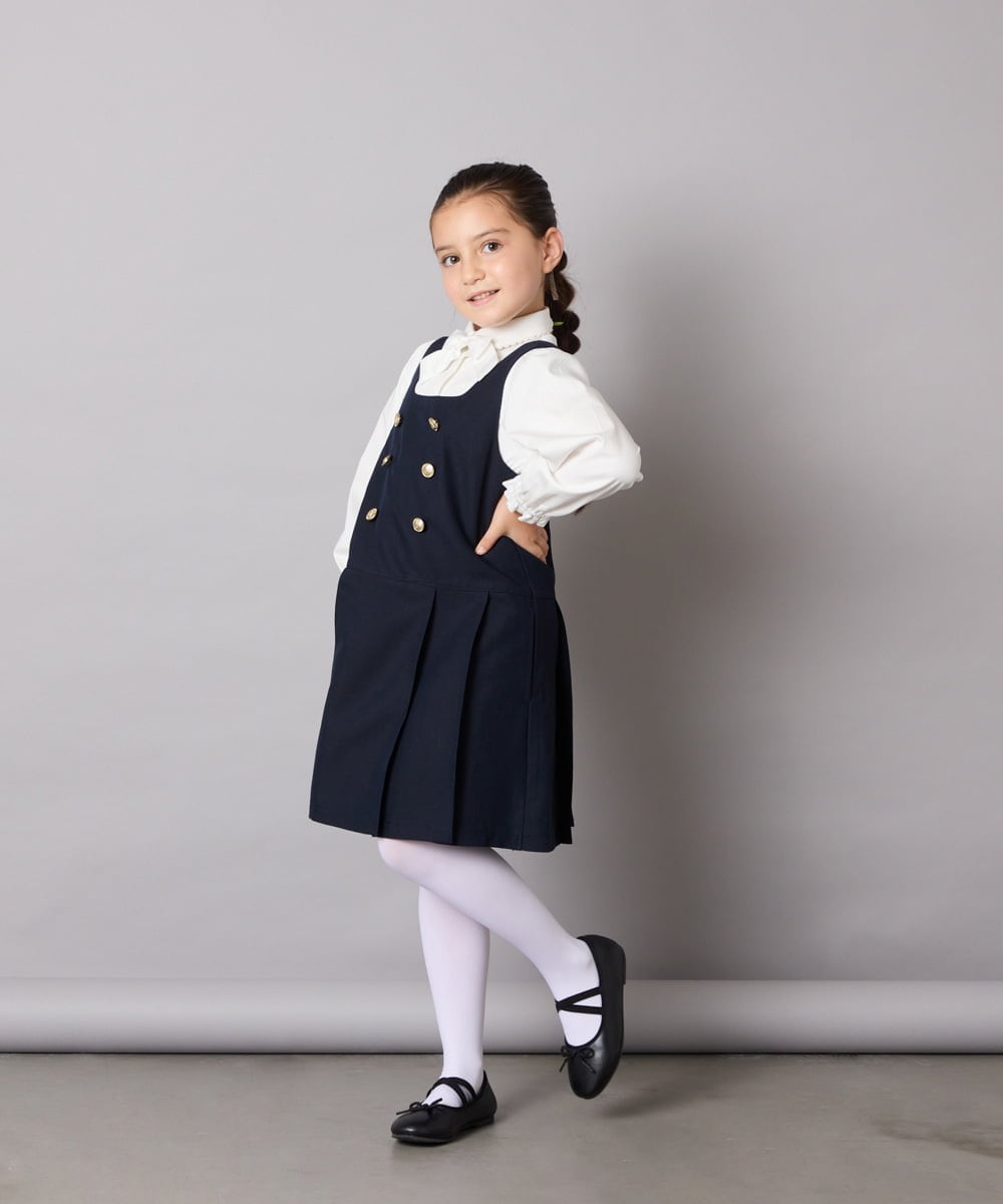 KQBCD01034 a.v.v KIDS(アー・ヴェ・ヴェ) [110-130]リボン付きカットソーブラウス ホワイト