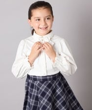 KQBCD01034 a.v.v KIDS(アー・ヴェ・ヴェ) [110-130]リボン付きカットソーブラウス ホワイト