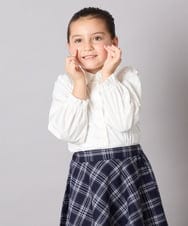 KQBCD01034 a.v.v KIDS(アー・ヴェ・ヴェ) [110-130]リボン付きカットソーブラウス ホワイト